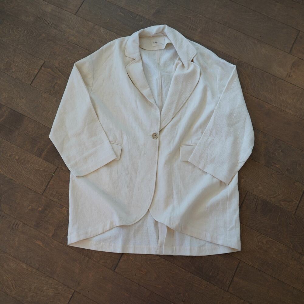 Nap Loungewear‎ Organic Cotton One Button Jacket In Vanilla Size Large